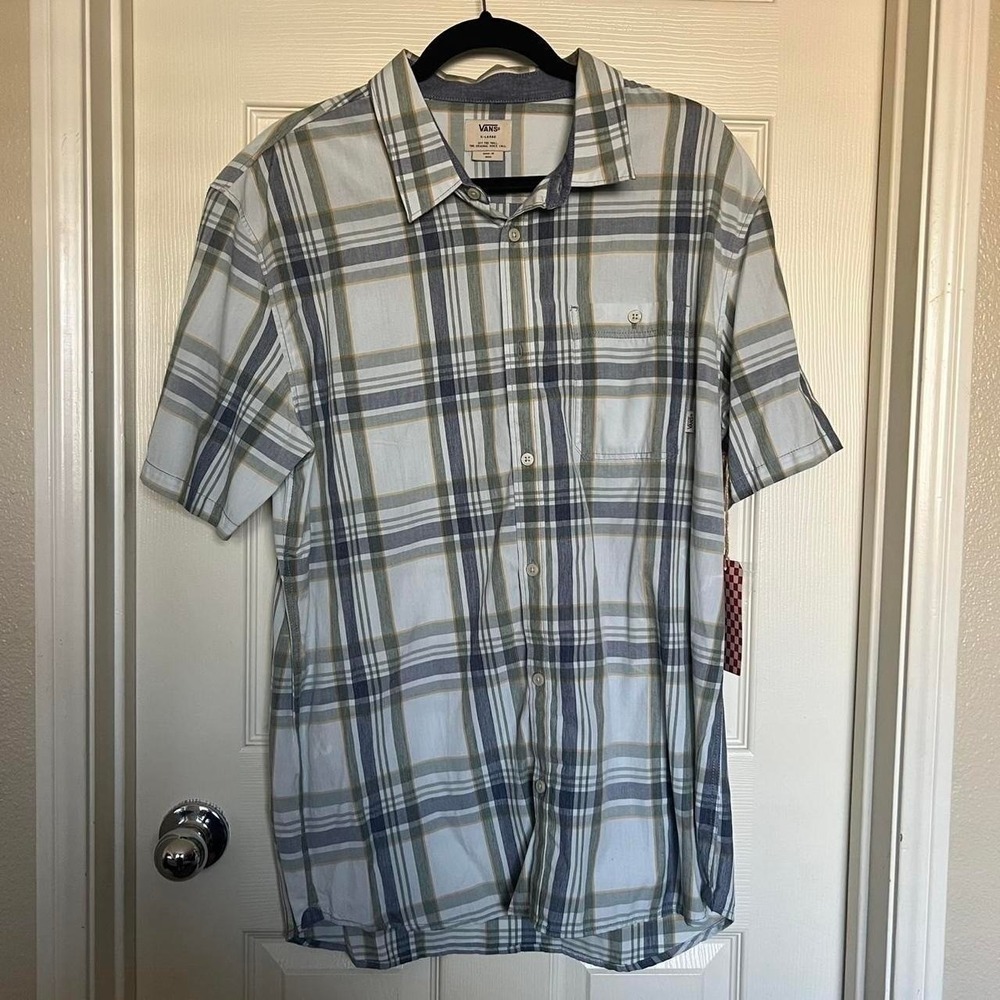 Vans blue & green plaid button-up shirt Size XL